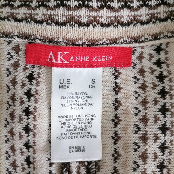 Vintage AK Anne Klein Women's Brown-Cream Striped Two-Button Blazer Knit S - Picture 5 of 7